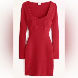 NWT Abercrombie & Fitch Sweetheart Red Long-Sleeve Corset Sweater Dress